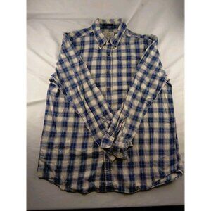 St. Johns Bay Flannel Shirt Men's Plaid Long Sleeve Button Down Top Size Large